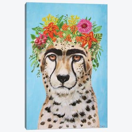 Frida Kahlo Cheetah Blue Canvas Print #COC362} by Coco de Paris Canvas Print