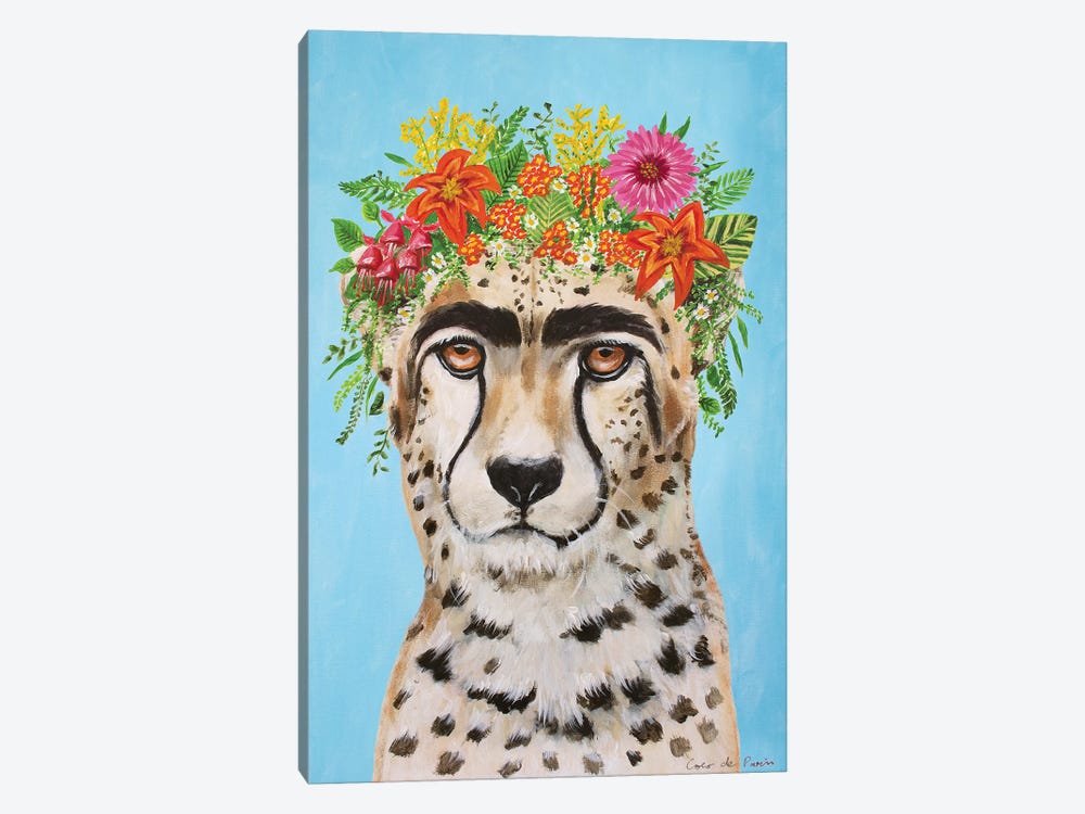 Frida Kahlo Cheetah Blue by Coco de Paris 1-piece Canvas Art Print