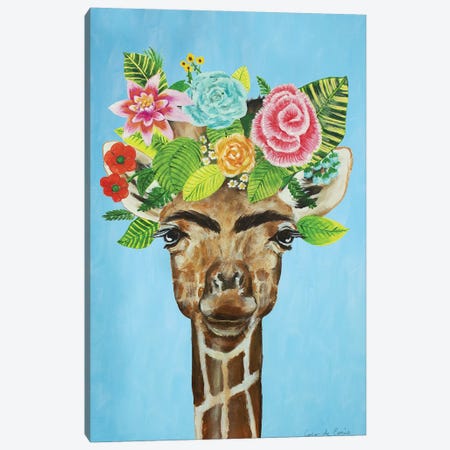 Frida Kahlo Giraffe Blue Canvas Print #COC368} by Coco de Paris Art Print