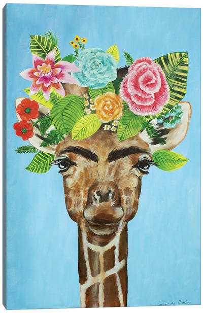 Frida Kahlo Giraffe Blue Canvas Art Print - Coco de Paris