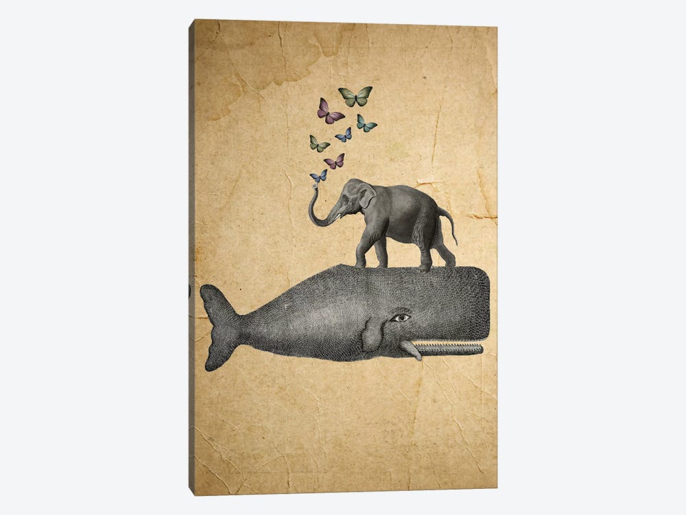 Elephant On Whale by Coco de Paris 1-piece Canvas Print