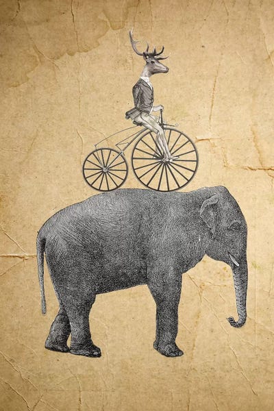 Elephant With Deer by Coco de Paris canvas print