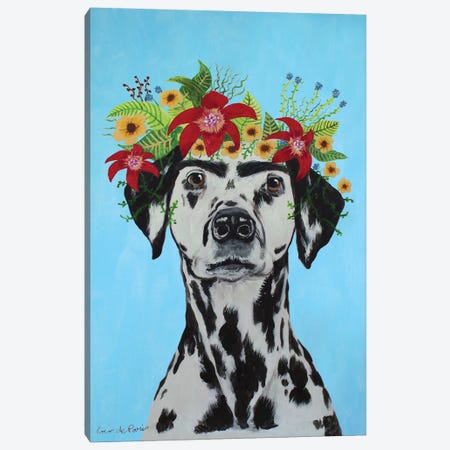 Frida Kahlo Dalmatian Blue Canvas Print #COC372} by Coco de Paris Canvas Artwork