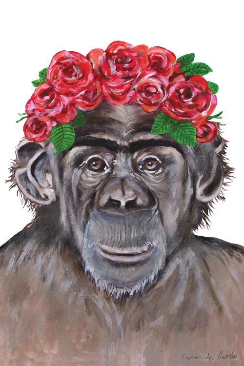 Frida Kahlo Chimpanzee White