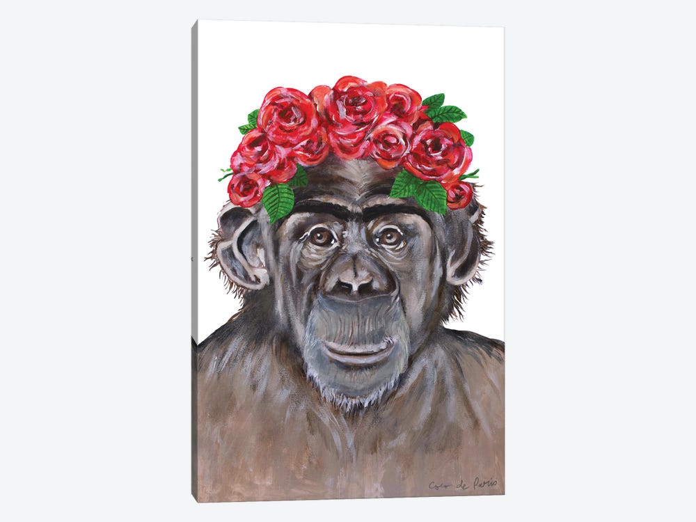 Frida Kahlo Chimpanzee White by Coco de Paris 1-piece Art Print