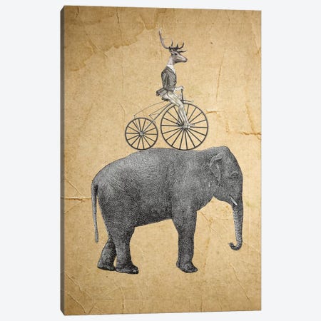 Elephant With Deer Canvas Print #COC37} by Coco de Paris Canvas Wall Art