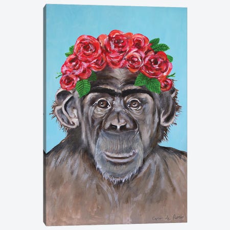 Frida Kahlo Chimpanzee Blue Canvas Print #COC380} by Coco de Paris Canvas Art Print