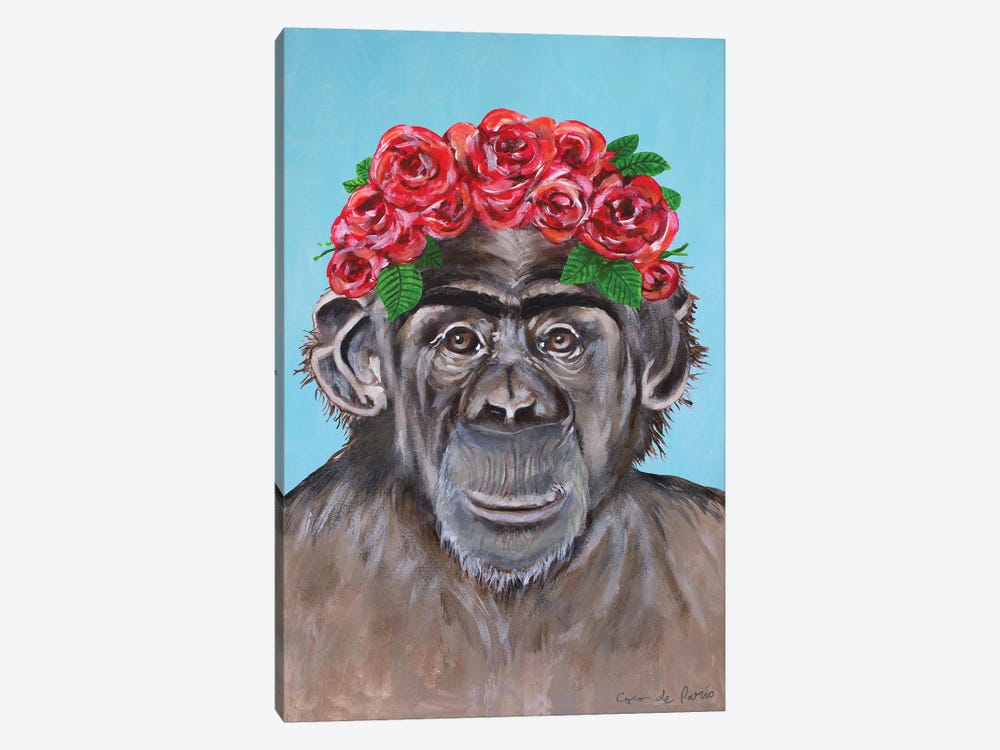 Frida Kahlo Chimpanzee Blue by Coco de Paris 1-piece Art Print