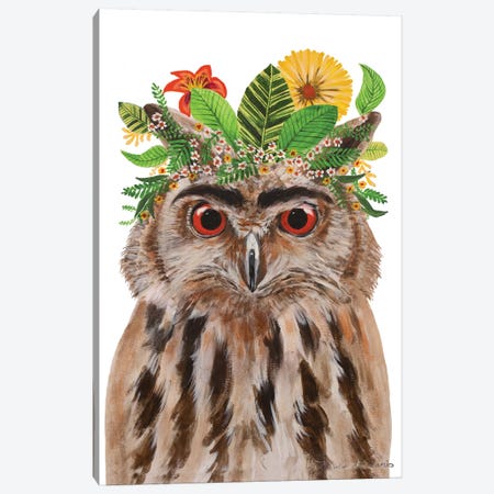 Frida Kahlo Owl White Canvas Print #COC381} by Coco de Paris Canvas Print