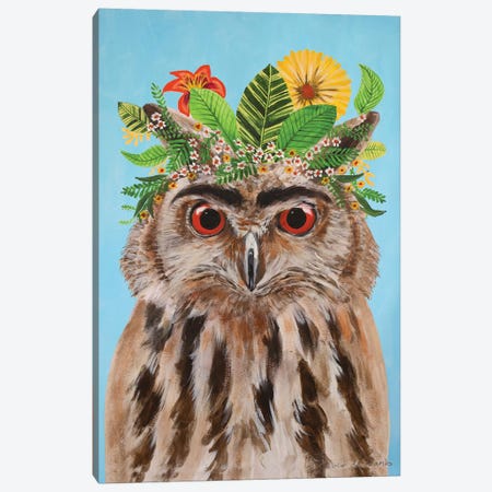 Frida Kahlo Owl Blue Canvas Print #COC382} by Coco de Paris Art Print