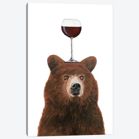 Bear With Wineglass Canvas Print #COC385} by Coco de Paris Canvas Art