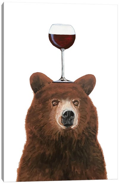 Bear With Wineglass Canvas Art Print - Coco de Paris