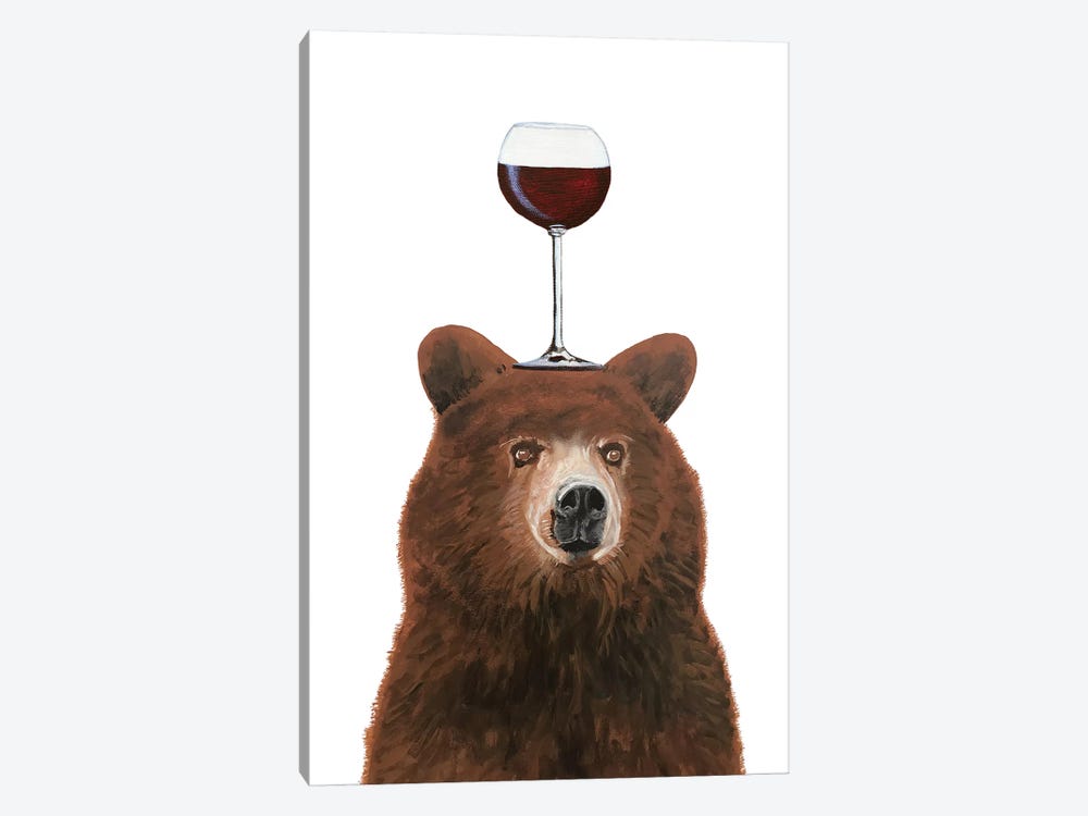Bear With Wineglass by Coco de Paris 1-piece Canvas Artwork