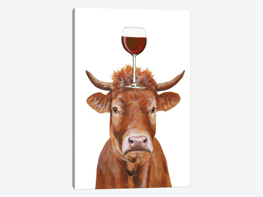 Cow With Wineglass by Coco de Paris 1-piece Canvas Artwork
