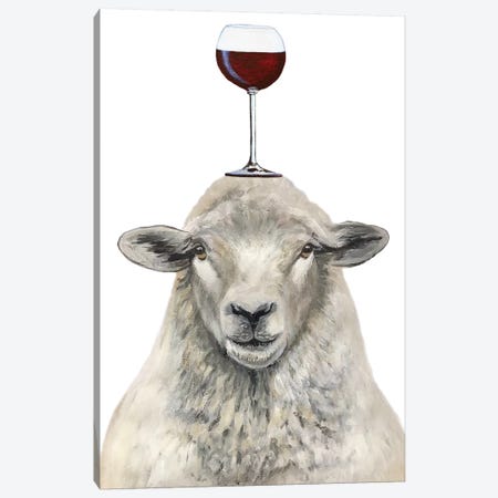 Sheep With Wineglass Canvas Print #COC389} by Coco de Paris Canvas Art Print