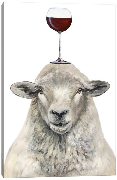 Sheep With Wineglass Canvas Art Print - Coco de Paris