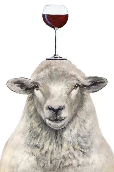 Wine: Sheep With Wineglass by Coco de Paris