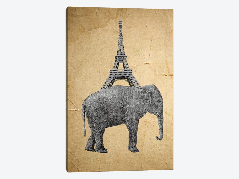 Elephant With Eiffel Tower by Coco de Paris 1-piece Canvas Print