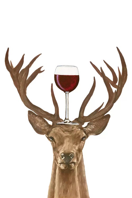 Deer With Wineglass by Coco de Paris canvas print