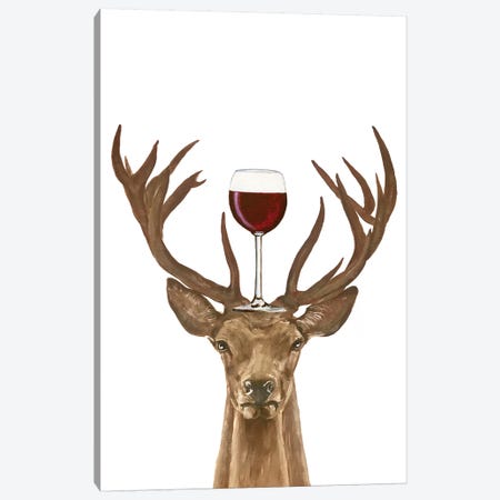 Deer With Wineglass Canvas Print #COC390} by Coco de Paris Canvas Wall Art