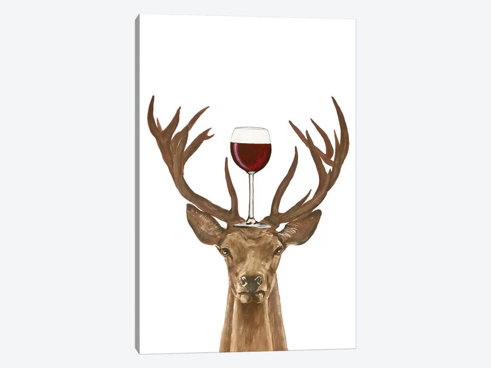Deer With Wineglass by Coco de Paris 1-piece Canvas Wall Art