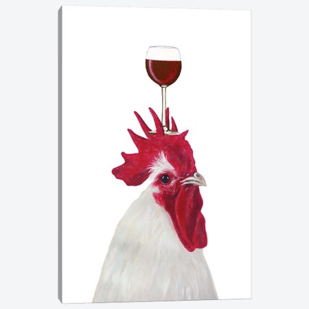 Rooster With Wineglass Canvas Print #COC391} by Coco de Paris Canvas Artwork