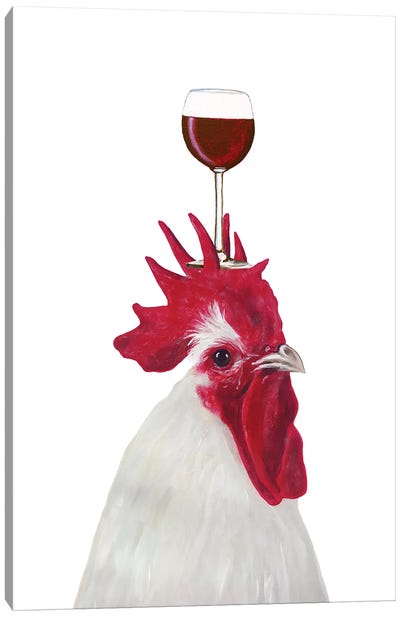 Rooster With Wineglass Canvas Art Print - Coco de Paris