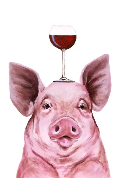 Coco de Paris: Pig With Wineglass by Coco de Paris