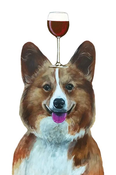 Corgis: Corgi With Wineglass by Coco de Paris