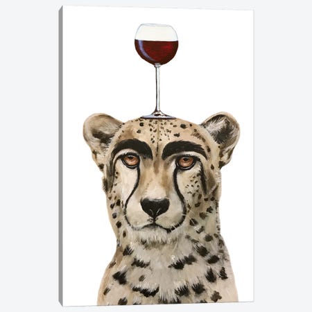 Cheetah With Wineglass Canvas Print #COC394} by Coco de Paris Canvas Print