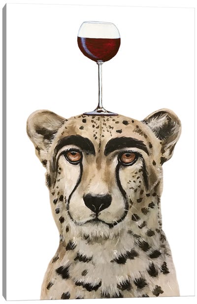Cheetah With Wineglass Canvas Art Print - Cheetah Art