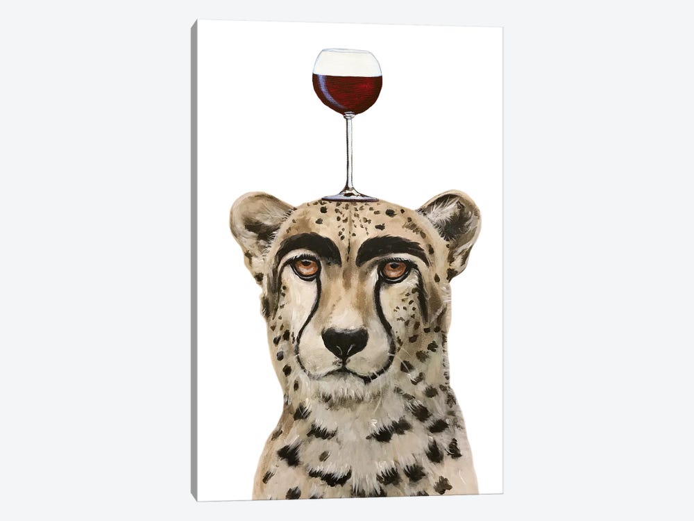 Cheetah With Wineglass by Coco de Paris 1-piece Canvas Artwork