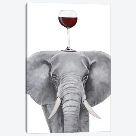 Elephant With Wineglass Canvas Print #COC395} by Coco de Paris Canvas Print