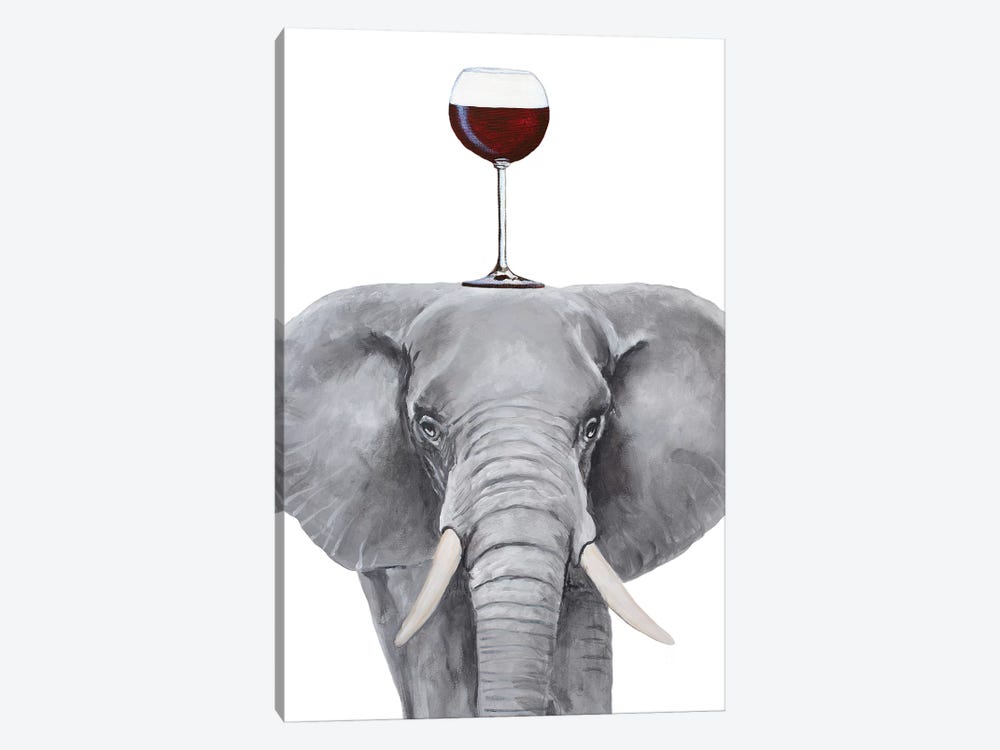 Elephant With Wineglass by Coco de Paris 1-piece Canvas Art Print