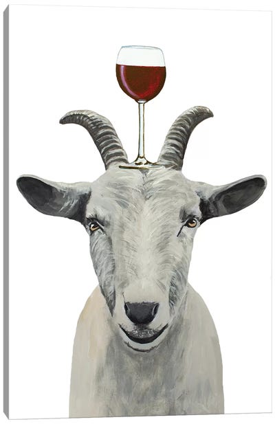Goat With Wineglass Canvas Art Print - Wine Art