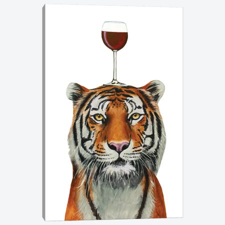 Tiger With Wineglass Canvas Print #COC397} by Coco de Paris Canvas Print