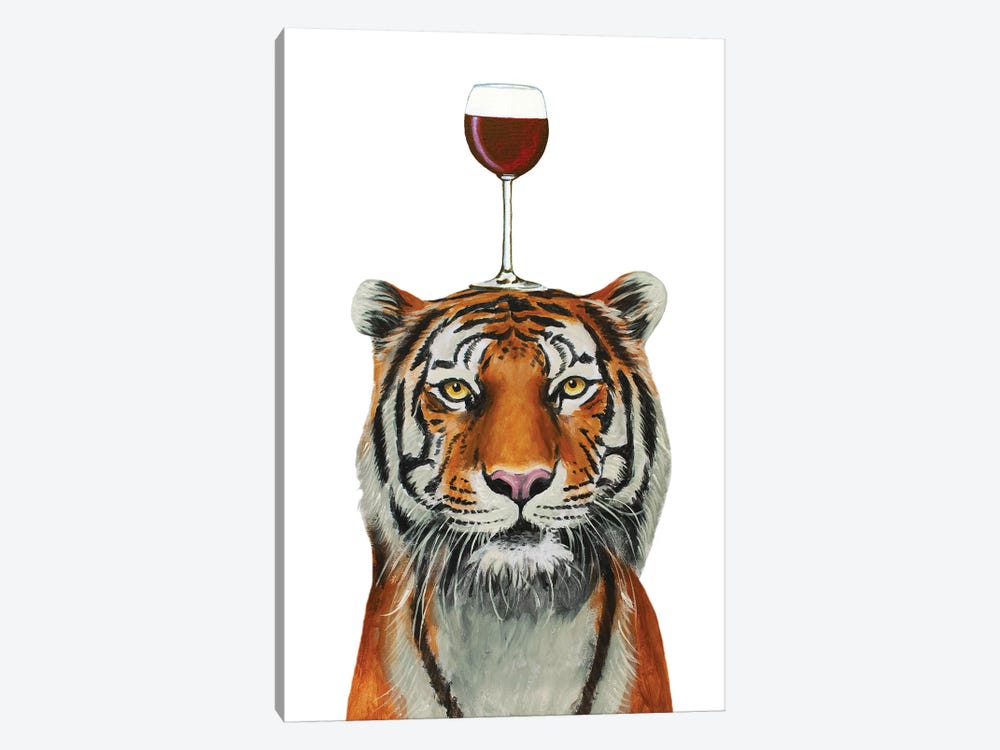 Tiger With Wineglass by Coco de Paris 1-piece Canvas Print