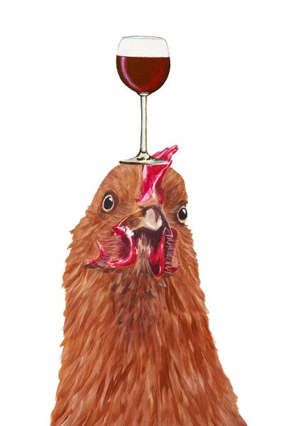 Kitchen: Hen With Wineglass by Coco de Paris