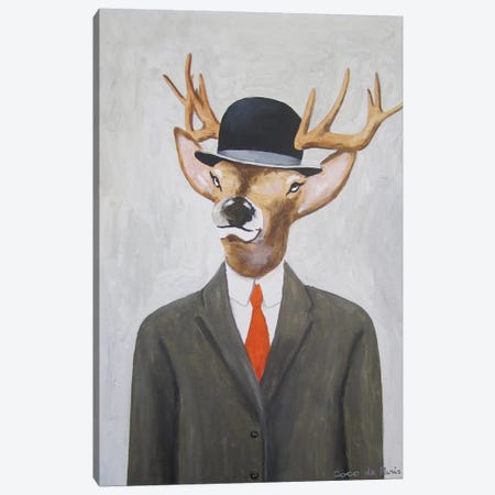 English Deer With Hat Canvas Print #COC39} by Coco de Paris Art Print