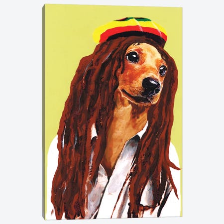 Bob Marley Dachshund Canvas Print #COC3} by Coco de Paris Canvas Print