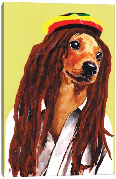 Bob Marley Dachshund Canvas Art Print - Caribbean Culture