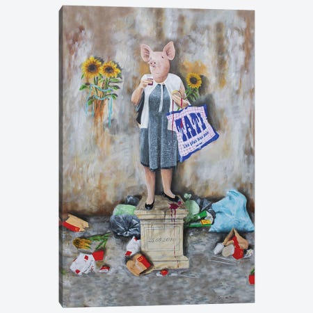 Shopping Pig Canvas Print #COC401} by Coco de Paris Canvas Art