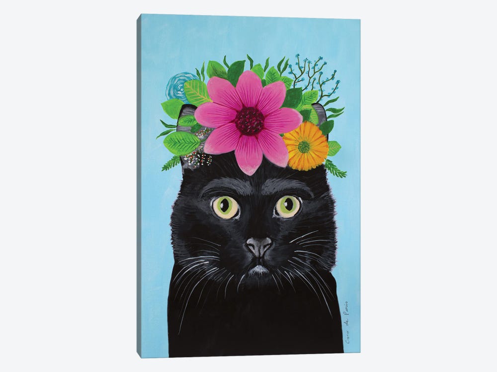 Frida Kahlo Black Cat - Blue by Coco de Paris 1-piece Art Print
