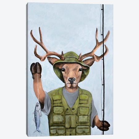 Fisherman Deer Canvas Print #COC411} by Coco de Paris Canvas Art Print