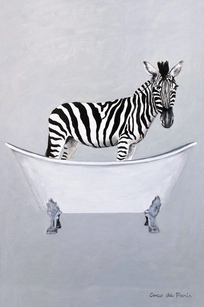 Zebra in bathtub by Coco de Paris framed canvas print