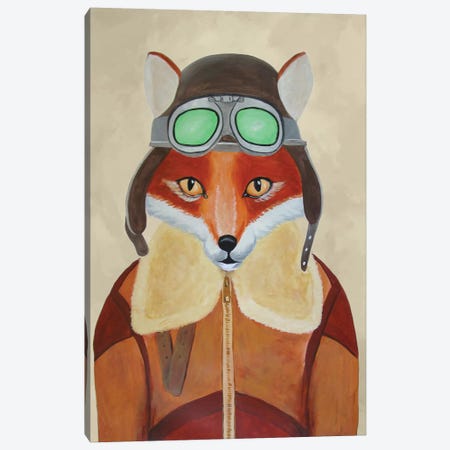 Fox Aviator Canvas Print #COC41} by Coco de Paris Canvas Wall Art