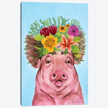 Frida Kahlo Pig Canvas Print #COC423} by Coco de Paris Canvas Art