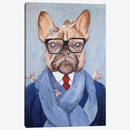 French Bulldog With Mice Canvas Print #COC42} by Coco de Paris Canvas Artwork