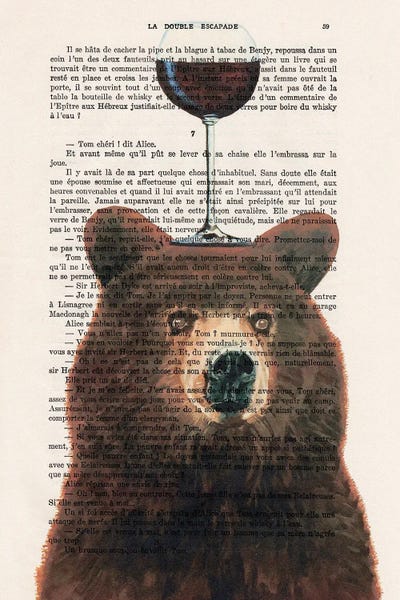 Hot Off the Presses: Brown Bear With Wineglass by Coco de Paris
