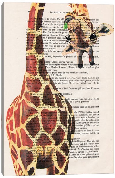 Giraffe Upside Down II Canvas Art Print - Giraffe Art